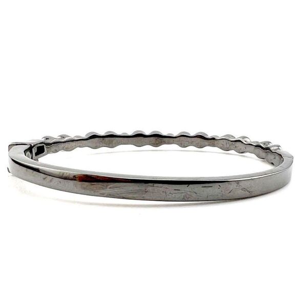 GIVENCHY Multi-Color Pastel Crystal Gun Metal Hinged Bangle Bracelet | Size 7 - Picture 4 of 5